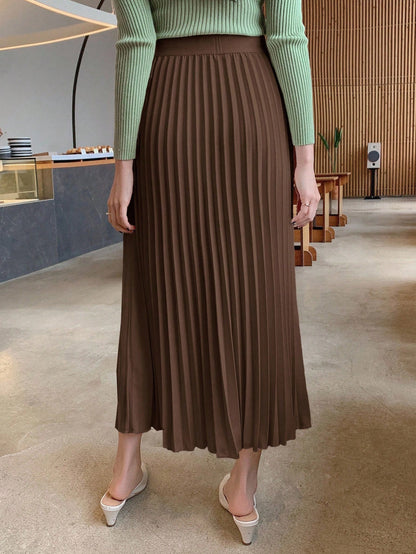 DAZY Solid Color Elegant Pleated Women's Skirt, Spring/Summer Fall,Winter