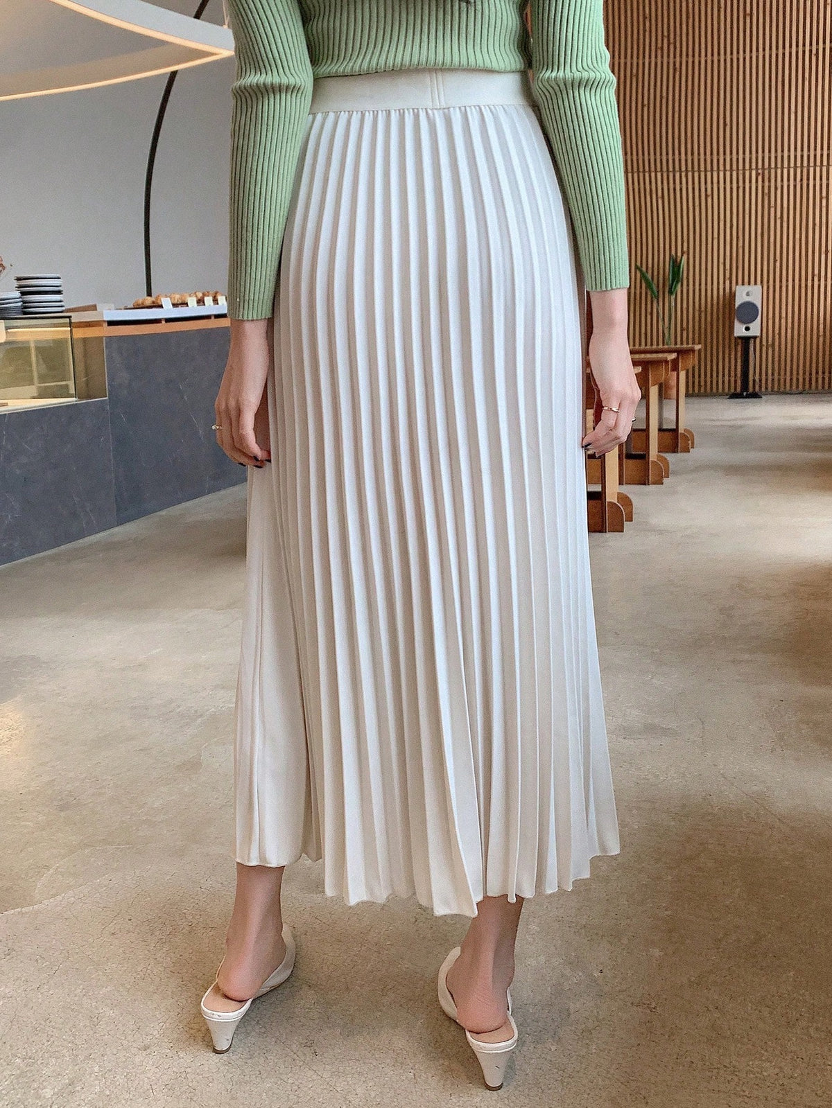 DAZY Solid Color Elegant Pleated Women's Skirt, Spring/Summer Fall,Winter