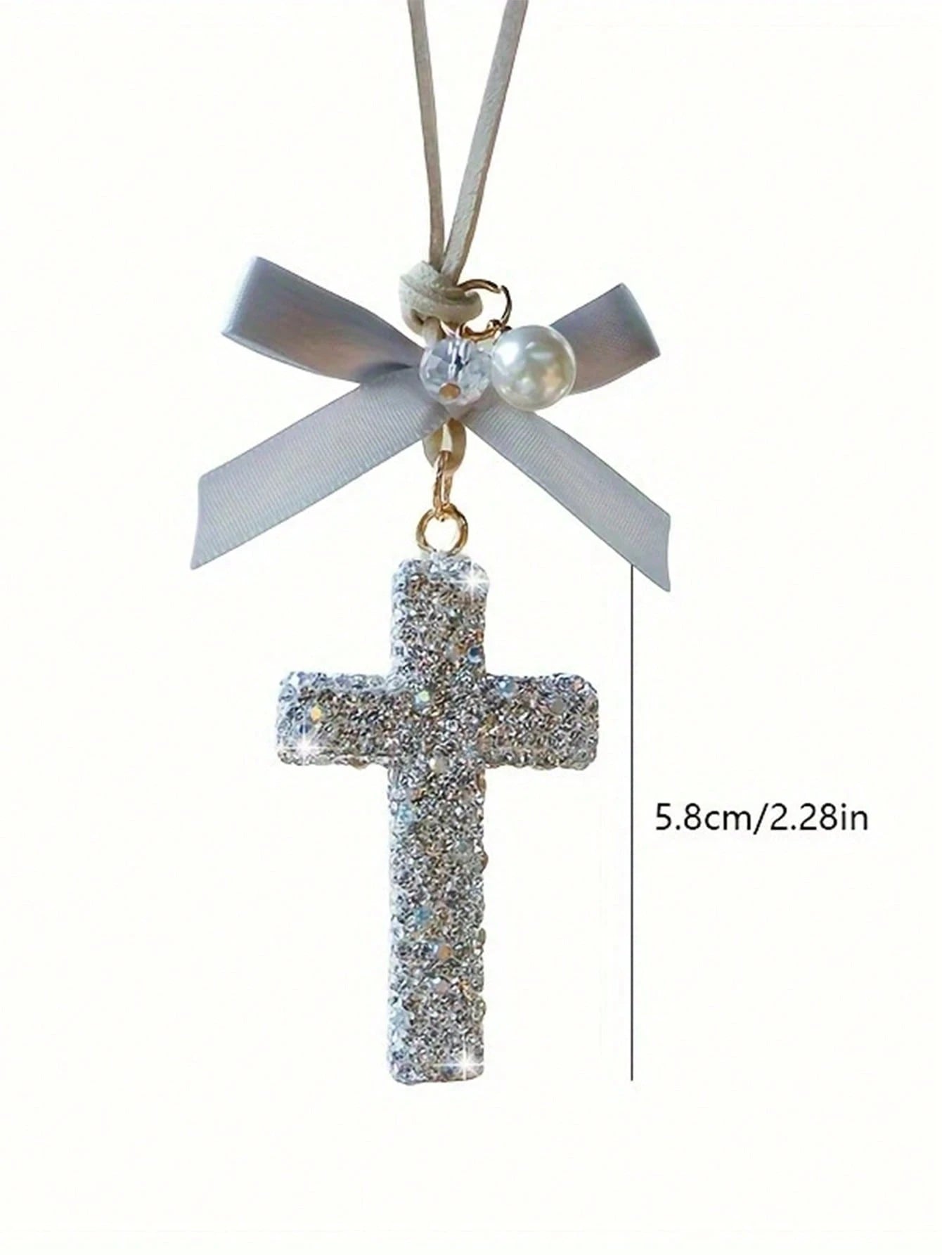 Dazzling Crystal Cross Car Hanging Ornament- Rhinestone Studded For Rearview Mirror Elegant & Meaningful Decor- Lightweight & Safe- Spiritual Gift For Christmas/Baptism