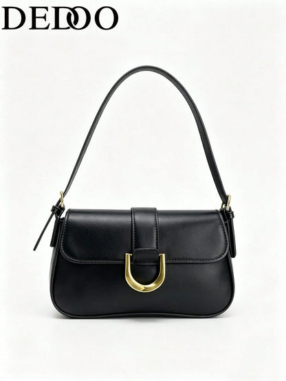 Dedoo 2025 New Solid Color PU Material Luxurious Clutch Bag, This Is A Solid Color Bright Color Evening Clutch Bag, Featuring A Fashionable Unique Short Arc Design, With A Back Buckle, Suitable For La