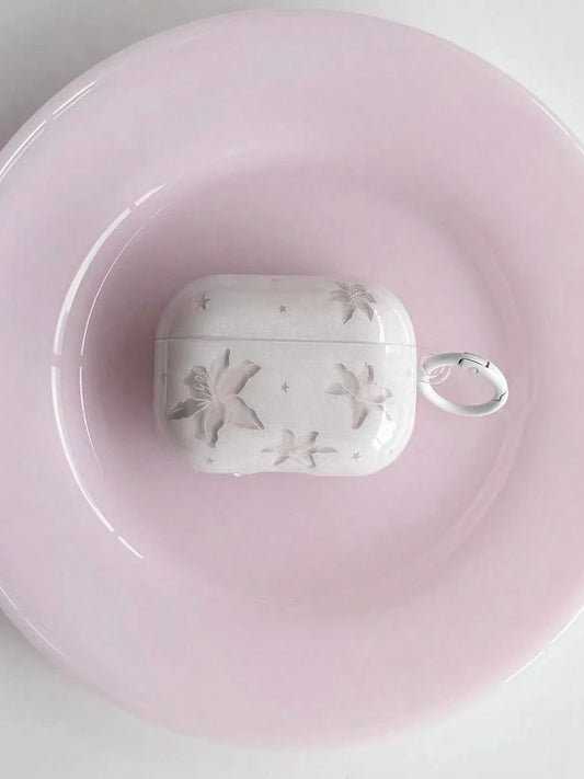 Delicate Light Blue Lily Flower Suitable For AirPods 3 Protective Case With Pendant, 4 3rd Gen, Apple Pro 3/2 Wireless Bluetooth Earphone Case