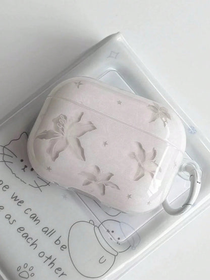 Delicate Light Blue Lily Flower Suitable For AirPods 3 Protective Case With Pendant, 4 3rd Gen, Apple Pro 3/2 Wireless Bluetooth Earphone Case