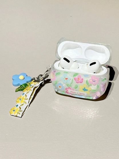 Delicate Light Blue Lily Flower Suitable For AirPods 3 Protective Case With Pendant, 4 3rd Gen, Apple Pro 3/2 Wireless Bluetooth Earphone Case