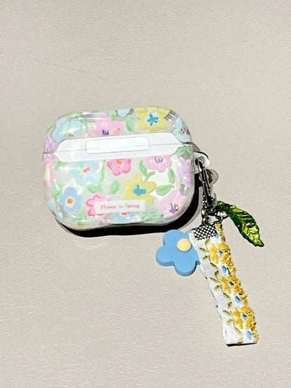 Delicate Light Blue Lily Flower Suitable For AirPods 3 Protective Case With Pendant, 4 3rd Gen, Apple Pro 3/2 Wireless Bluetooth Earphone Case