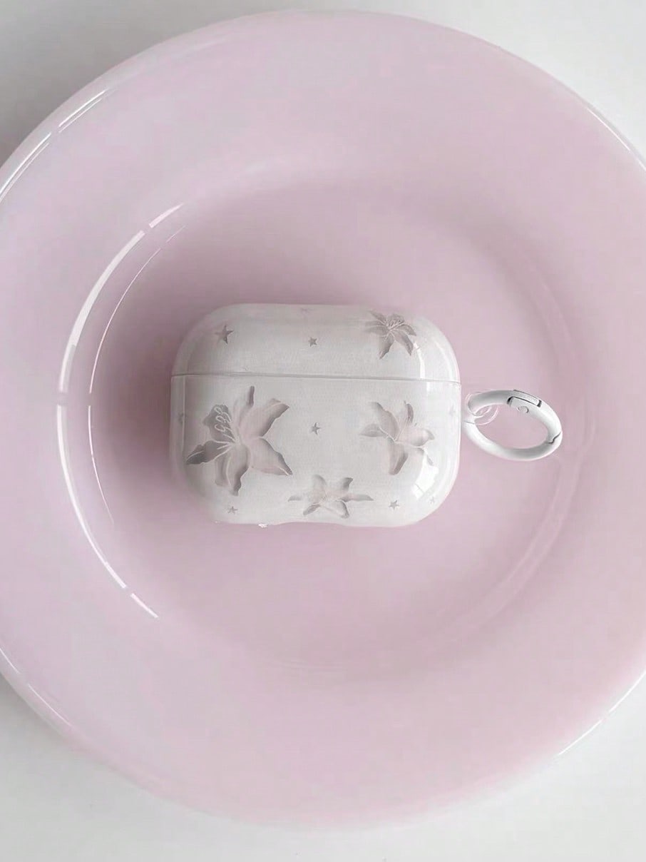 Delicate Light Blue Lily Flower Suitable For AirPods 3 Protective Case With Pendant, 4 3rd Gen, Apple Pro 3/2 Wireless Bluetooth Earphone Case