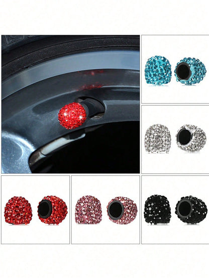 Diamond-Studded Tire Valve Stem Caps, Creative Diamond Tire Valve Stem Caps, Modified Tire Valve Stem Caps
