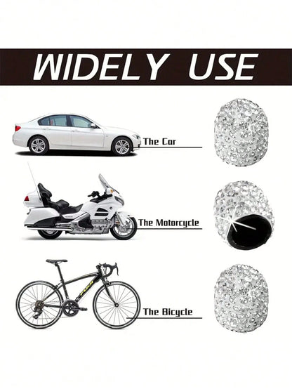 Diamond-Studded Tire Valve Stem Caps, Creative Diamond Tire Valve Stem Caps, Modified Tire Valve Stem Caps