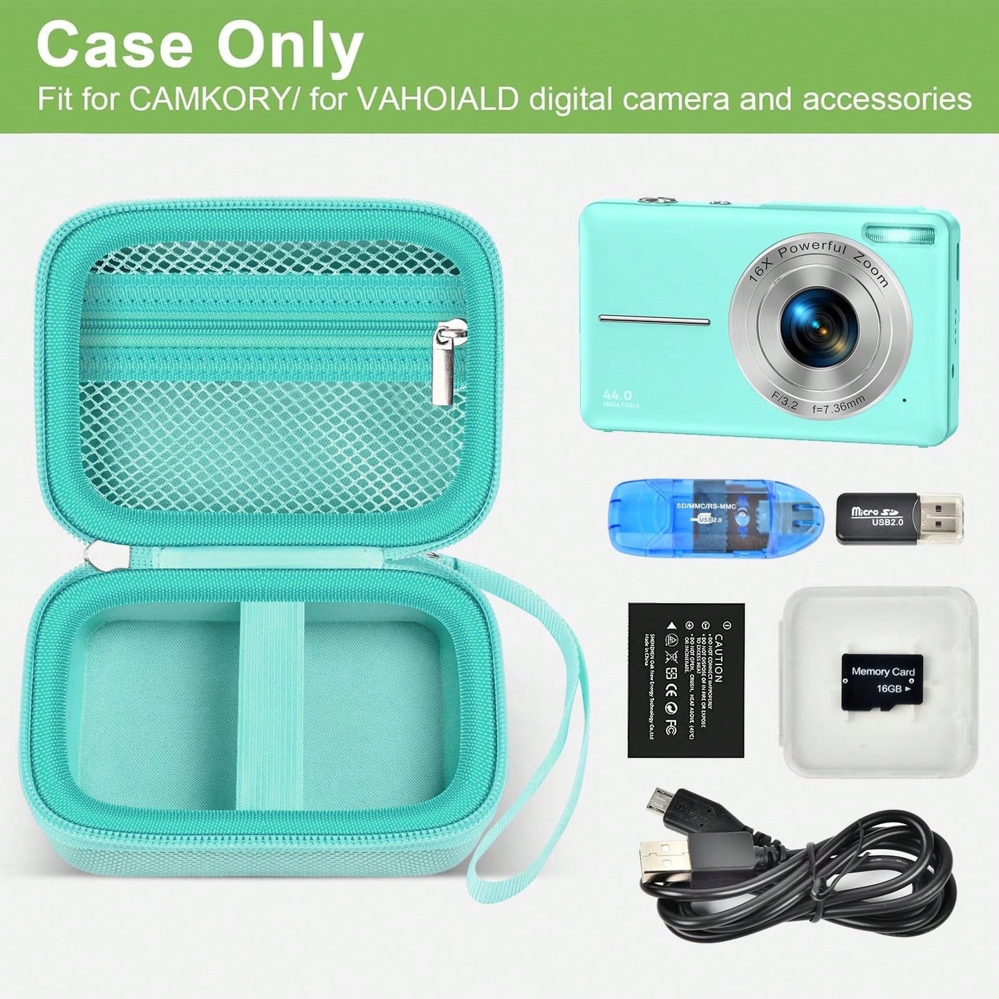 Digital Camera Case Compatible With VAHOIALD FHD 1080P/ For CAMKORY Digital Point And Shoot/For K-ODAK PIXPRO FZ45-BK 16MP Vlogging/For IWEUKJLO/For Nsoela, Holder For SD Card More- (Box Only)