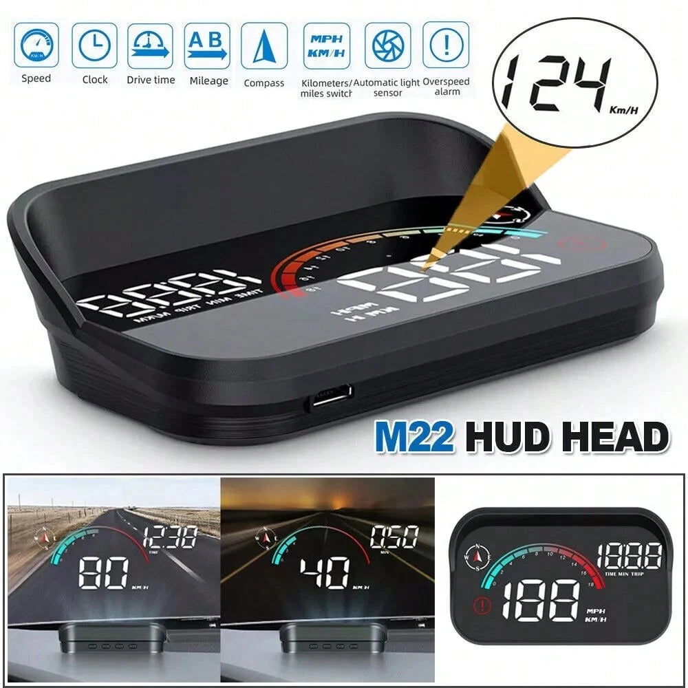 Digital Speedometer Universal GPS Car HUD Head Up Display Car Hud, With Speed, Mileage, Travel Time, Overspeed Alarm, Compass For All 5V Vehicles