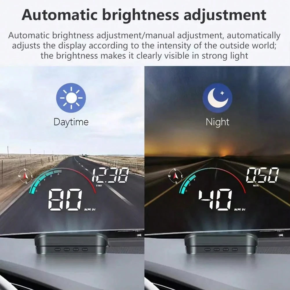 Digital Speedometer Universal GPS Car HUD Head Up Display Car Hud, With Speed, Mileage, Travel Time, Overspeed Alarm, Compass For All 5V Vehicles