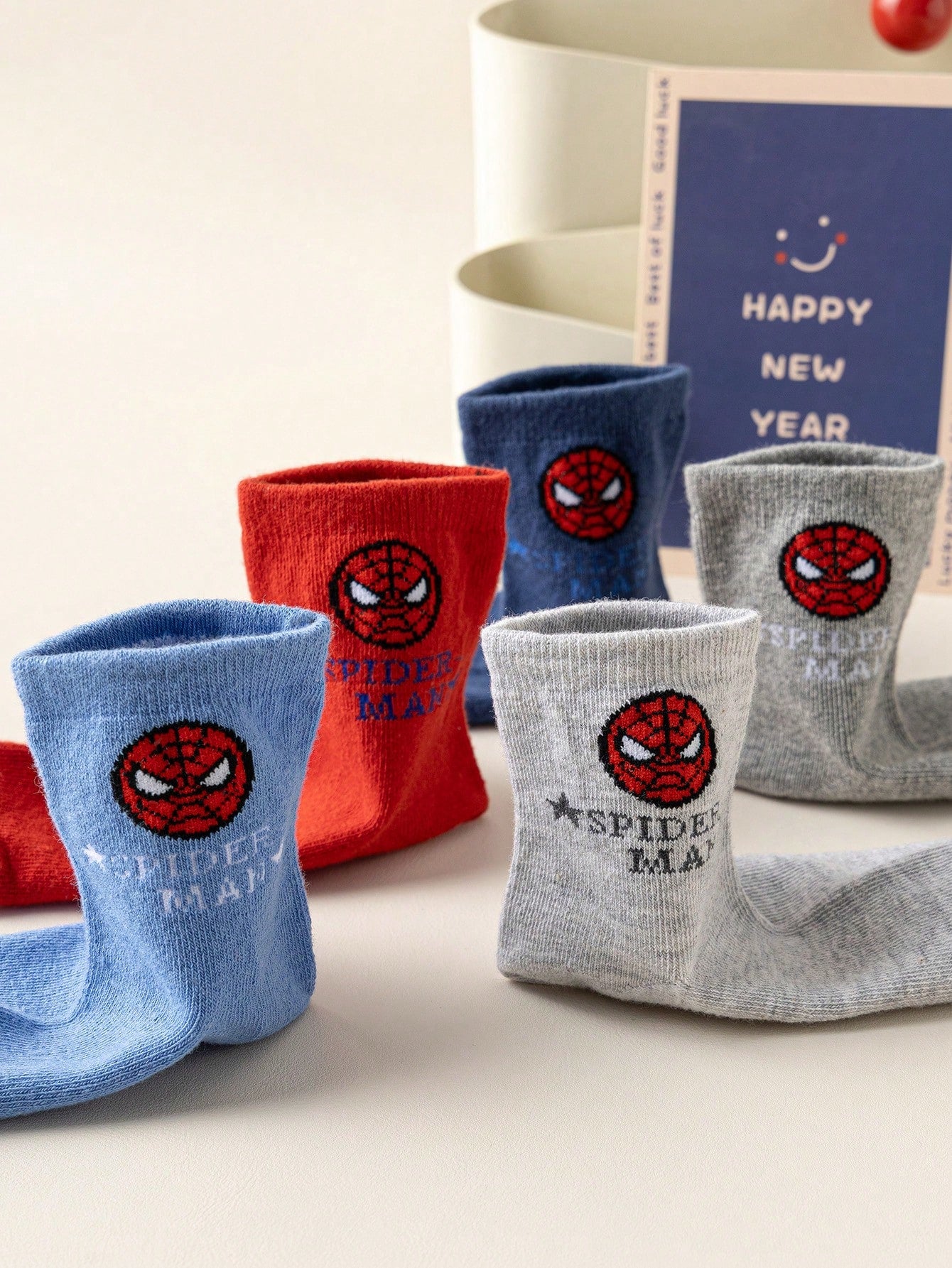 Disney 1/5 Pairs Kids Socks Marvel Spider-Man Cartoon Autumn/Winter Mid-Calf Socks Funny Hero Character Christmas Gift Children's Socks