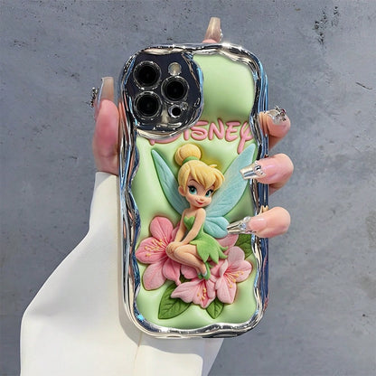 Disney Official Tinker Bell Phone Case, Peter Pan Fairy Floral Protective Cover For Smartphone, Soft Green Base With Pink Flower Design, Compatible With IPhone 17, 16, 15, 14, 13, 12, 11 Pro Models, A