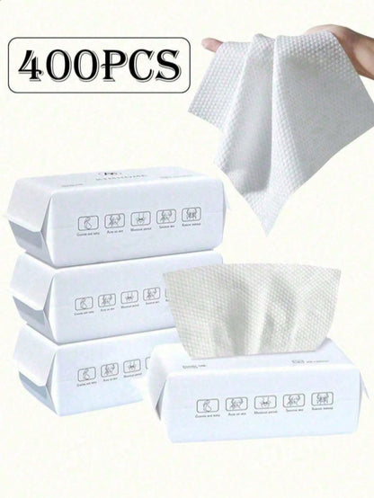 Disposable Towels In Packs Of 400/200/100/50 Pieces, Thickened And Oversized Soft Makeup Removing Wipes Suitable For Sensitive Skin, Dual-Purpose Non-Woven Soft Facial Towels For Both Wet And Dry Use