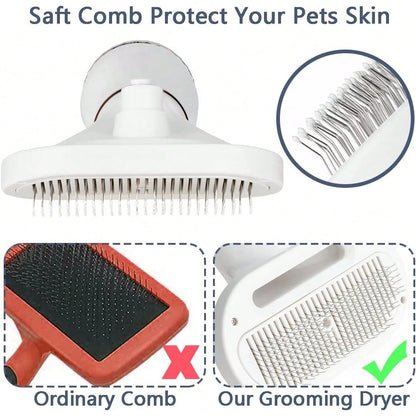 Dog Hair Dryer And Dog Blow Dryer, 2-In-1 Pet Hair Dryer With Self-Cleaning Slicker Brush- Portable Grooming For Dogs And Cats, 3 Temperature Settings, Low Noise- Back To School Cleaning