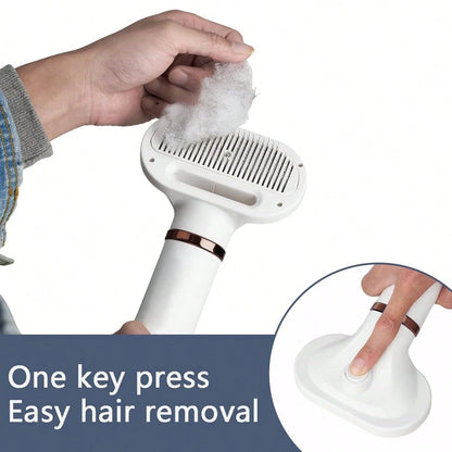 Dog Hair Dryer And Dog Blow Dryer, 2-In-1 Pet Hair Dryer With Self-Cleaning Slicker Brush- Portable Grooming For Dogs And Cats, 3 Temperature Settings, Low Noise- Back To School Cleaning