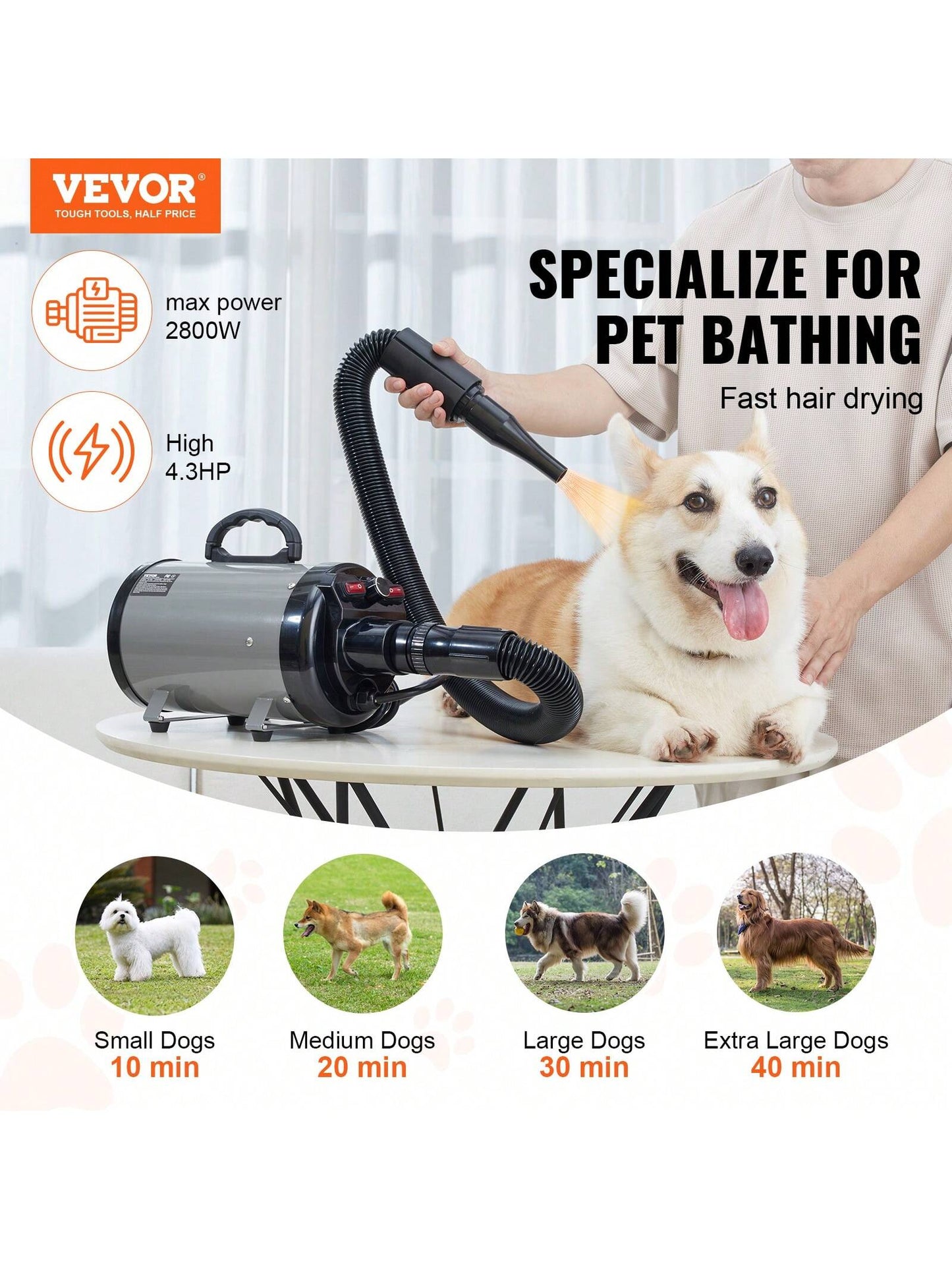 Dog Lover Gift And Dog Mom Love Dryer 2800W Portable Professional Cat/Dog Lover Gift And Dog/Cat Mom Love Dog Lover Gift And Dog Mom Love Blower Dryer 4.3HP High Velocity Cat/Dog Lover Gift And Dog/Ca