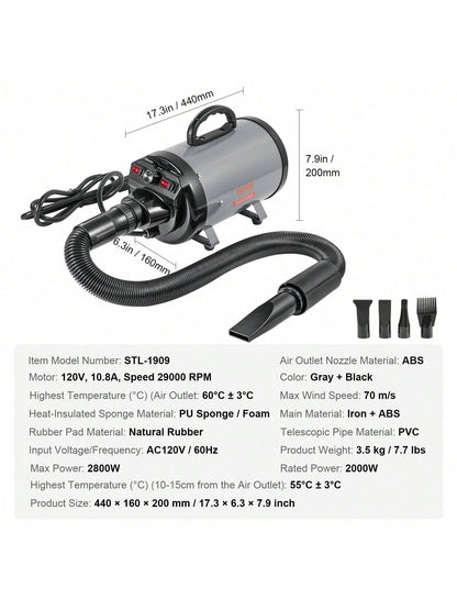 Dog Lover Gift And Dog Mom Love Dryer 2800W Portable Professional Cat/Dog Lover Gift And Dog/Cat Mom Love Dog Lover Gift And Dog Mom Love Blower Dryer 4.3HP High Velocity Cat/Dog Lover Gift And Dog/Ca