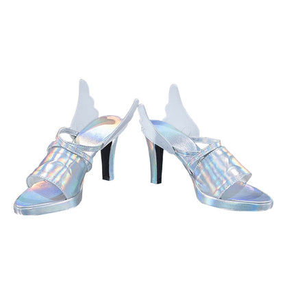 DokiDoki Anime Cosplay Silver Laser Battle Shoes Wing High Heel Boots