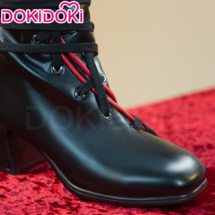 DokiDoki Movie Cosplay Black Red Lace-Up Shoes High Boots
