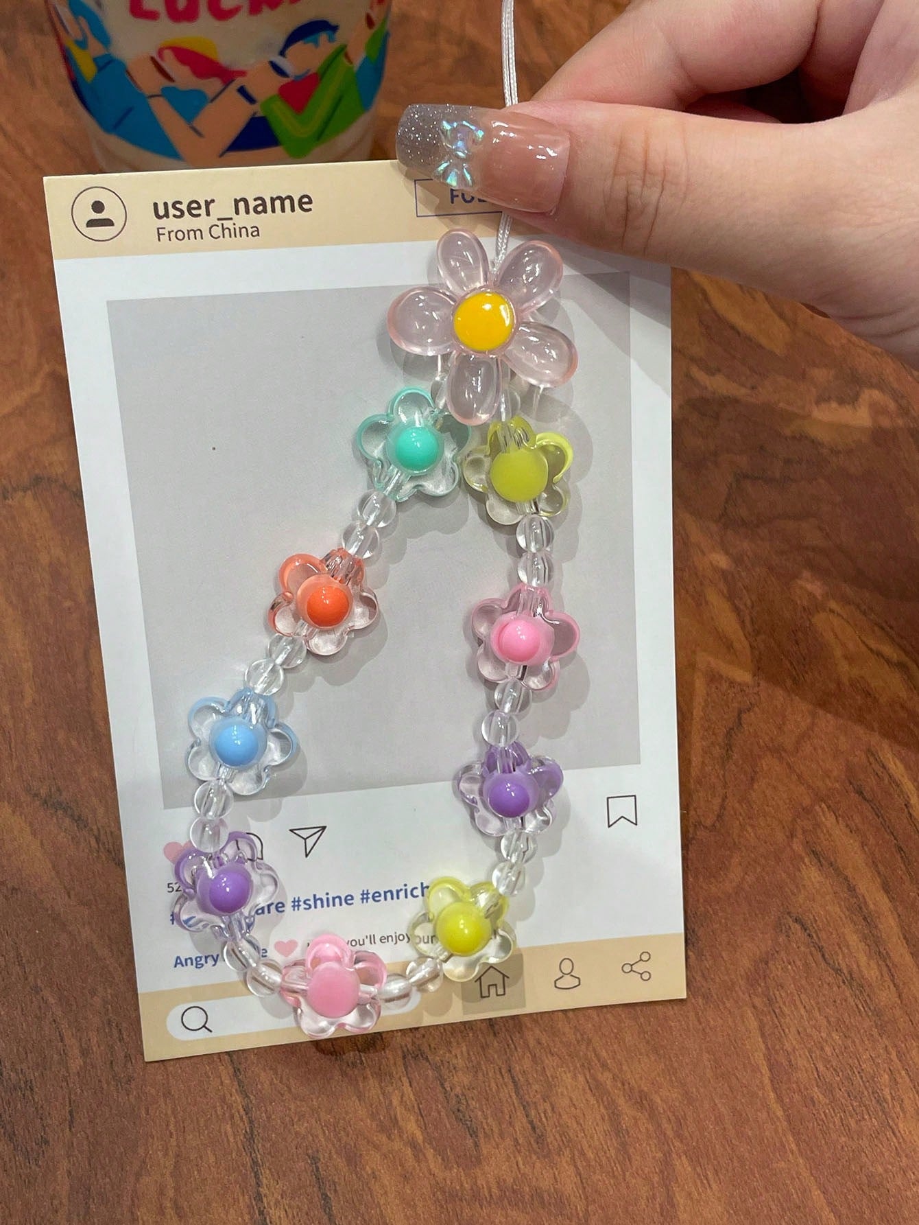 Dopamine Colorful Floral Beaded Short Phone Lanyard, Fashion Versatile Universal Phone Strap, Suitable For CCD Camera Strap, Earphone Case Lanyard, Car Key Chain Pendant, Water Bottle Strap, Bag Charm