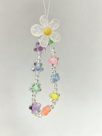 Dopamine Colorful Floral Beaded Short Phone Lanyard, Fashion Versatile Universal Phone Strap, Suitable For CCD Camera Strap, Earphone Case Lanyard, Car Key Chain Pendant, Water Bottle Strap, Bag Charm