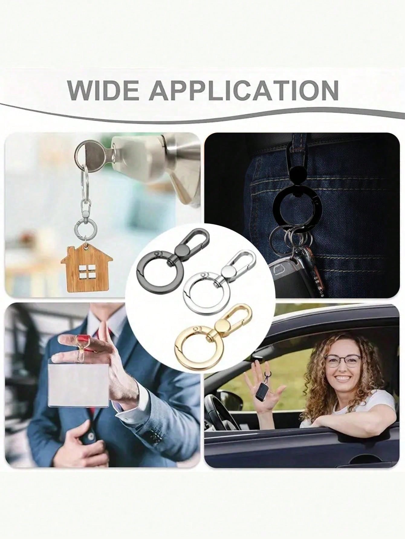 Double-Head Rotating Spring Buckle Set (Includes Spring-Loaded Round Ring Structure); 360° Rotatable, Suitable For DIY Crafts, Keychains, Car Key Fobs And Bag Strap Connections, Durable Hardware Acces
