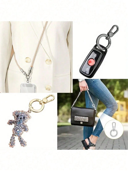 Double-Head Rotating Spring Buckle Set (Includes Spring-Loaded Round Ring Structure); 360° Rotatable, Suitable For DIY Crafts, Keychains, Car Key Fobs And Bag Strap Connections, Durable Hardware Acces