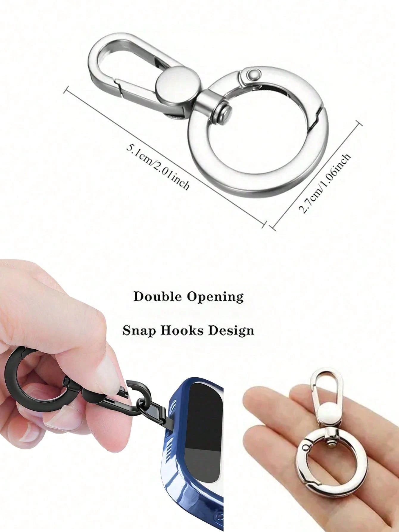 Double-Head Rotating Spring Buckle Set (Includes Spring-Loaded Round Ring Structure); 360° Rotatable, Suitable For DIY Crafts, Keychains, Car Key Fobs And Bag Strap Connections, Durable Hardware Acces