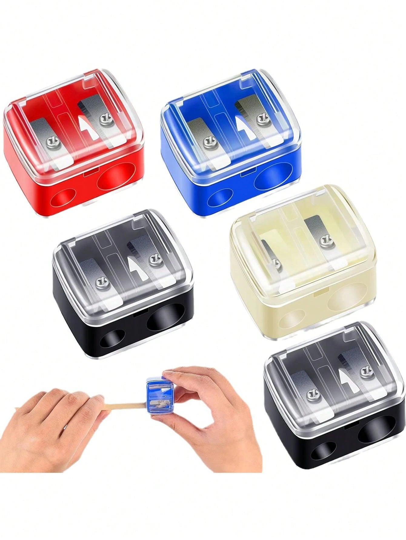 Double Hole Pencil Sharpener, 4 Colors Can Be Selected For Eyeliner Pen, Eyebrow Pencil And Cosmetic Pen, Mini Portable Multi-Function Pencil Sharpener,Makeup,Cheap,Room Decor,Vanity,Travel,Bedroom,Ma