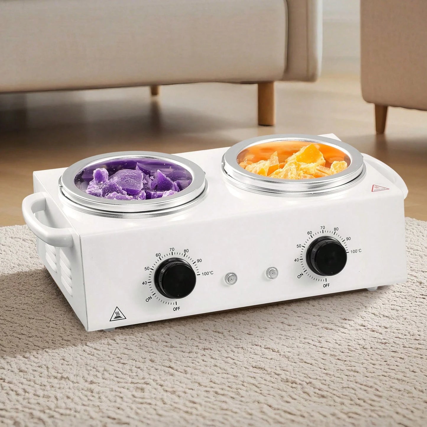 Double Wax Warmer, 1200ML Professional Dual Wax Warmer For Hair Removal, 32 ℉- 212℉ Adjustable Electric Waxing Heater Pot With 50PCS Waxing Sticks For Home Use, Beauty Salon, Spa