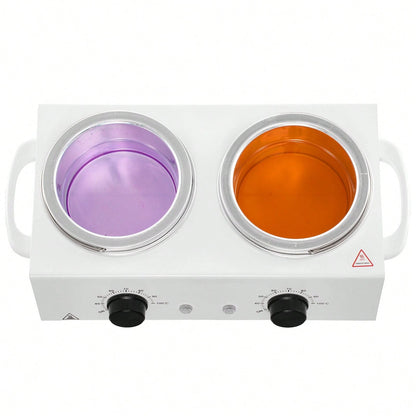 Double Wax Warmer, 1200ML Professional Dual Wax Warmer For Hair Removal, 32 ℉- 212℉ Adjustable Electric Waxing Heater Pot With 50PCS Waxing Sticks For Home Use, Beauty Salon, Spa