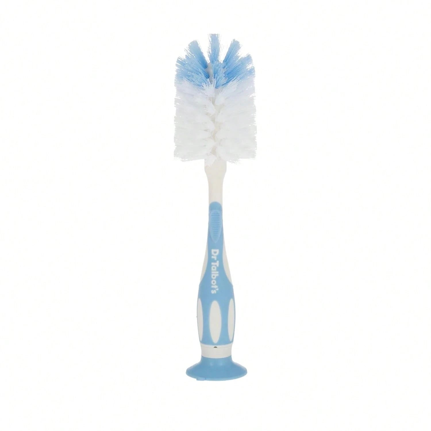 Dr. Talbotu2019s Bottle And Nipple Brush, Soft Nylon Bristles, Sponge Top, Handle With Suction Base, 2 Pack, Blue