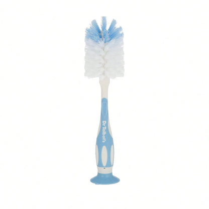 Dr. Talbotu2019s Bottle And Nipple Brush, Soft Nylon Bristles, Sponge Top, Handle With Suction Base, 2 Pack, Blue