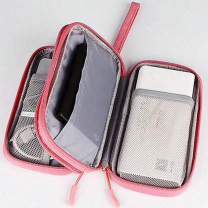 Dual Layer Waterproof Shockproof Electronics Organizer Bag, Portable Travel Charger Cable USB Drive Earphone Storage Pouch For Holiday Travel, Outdoor Activities Cable Organizer Charger Accessories Tr