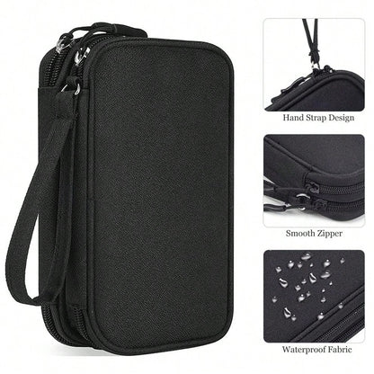 Dual Layer Waterproof Shockproof Electronics Organizer Bag, Portable Travel Charger Cable USB Drive Earphone Storage Pouch For Holiday Travel, Outdoor Activities Cable Organizer Charger Accessories Tr
