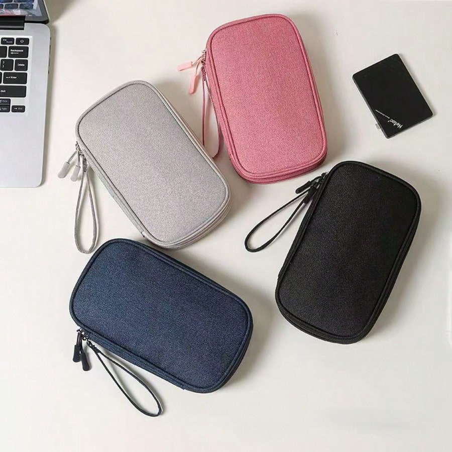 Dual Layer Waterproof Shockproof Electronics Organizer Bag, Portable Travel Charger Cable USB Drive Earphone Storage Pouch For Holiday Travel, Outdoor Activities Cable Organizer Charger Accessories Tr