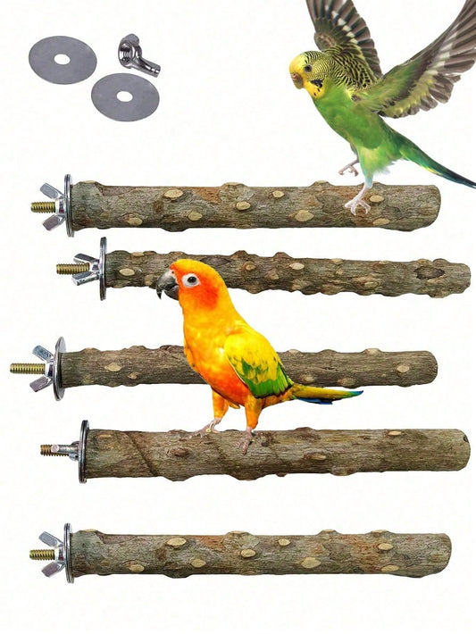 Durable Bird Perch, Natural Wood Texture, Combines Claw Trimming, Play & Fitness And Cage Platform, Easy Clip Installation, Suitable For Budgies, Cockatiels, Lovebirds