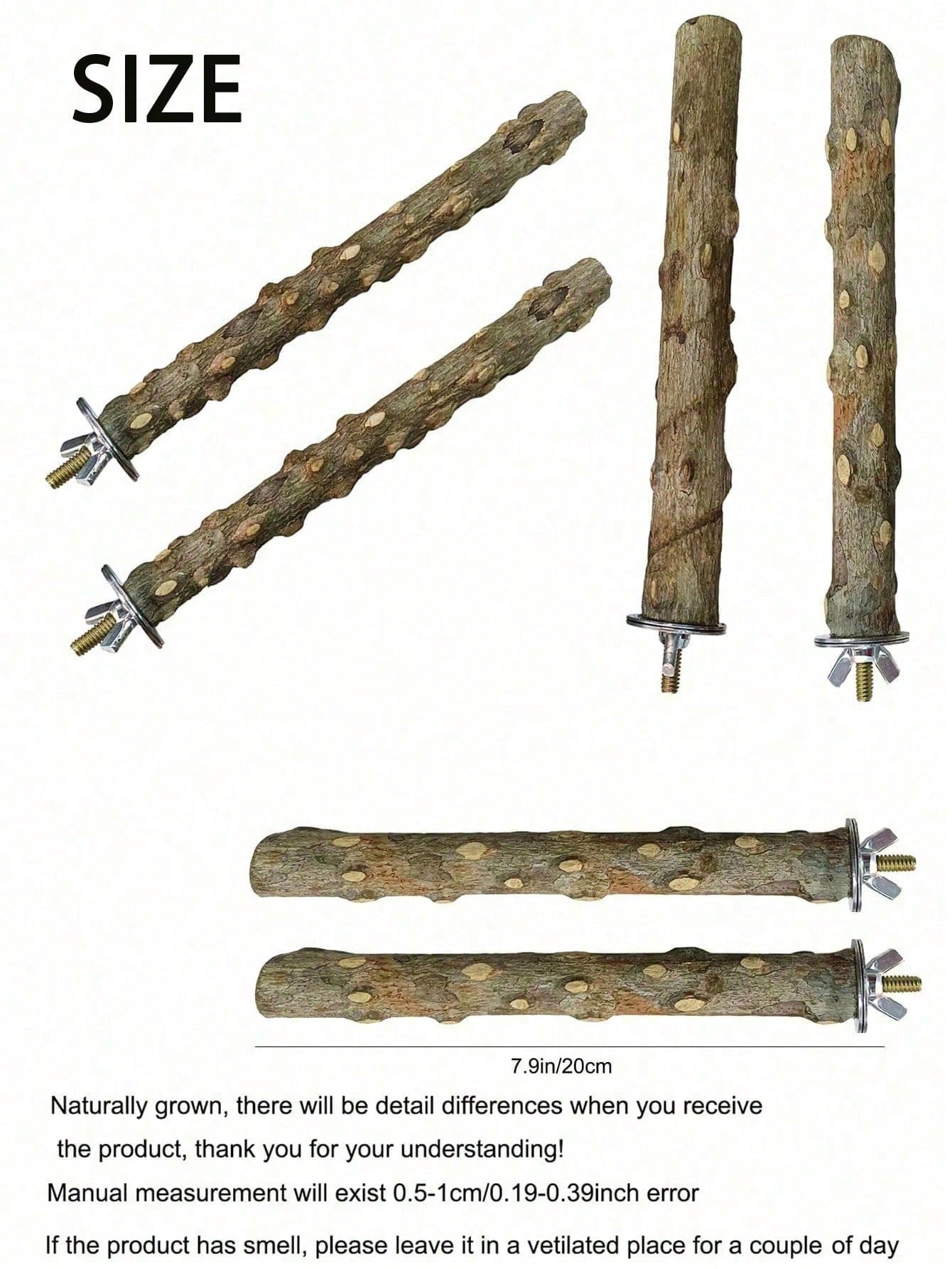 Durable Bird Perch, Natural Wood Texture, Combines Claw Trimming, Play & Fitness And Cage Platform, Easy Clip Installation, Suitable For Budgies, Cockatiels, Lovebirds