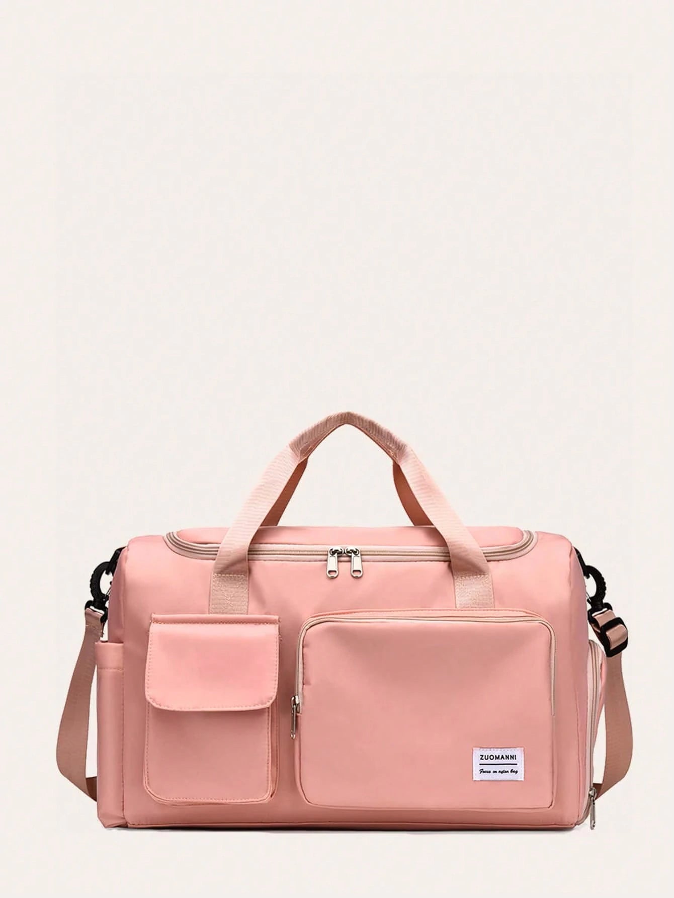 Durable Nylon Foldable Tote Bag With Separate Shoe Compartment, Suitable For Storing Sportswear, Yoga Gear, Travel Items, School Supplies
