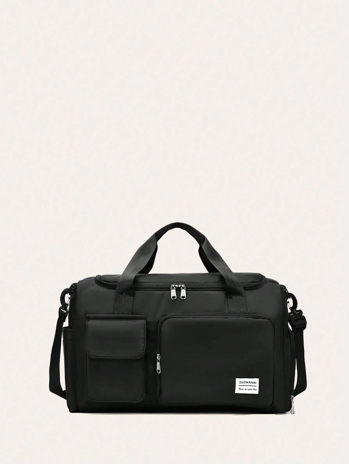 Durable Nylon Foldable Tote Bag With Separate Shoe Compartment, Suitable For Storing Sportswear, Yoga Gear, Travel Items, School Supplies