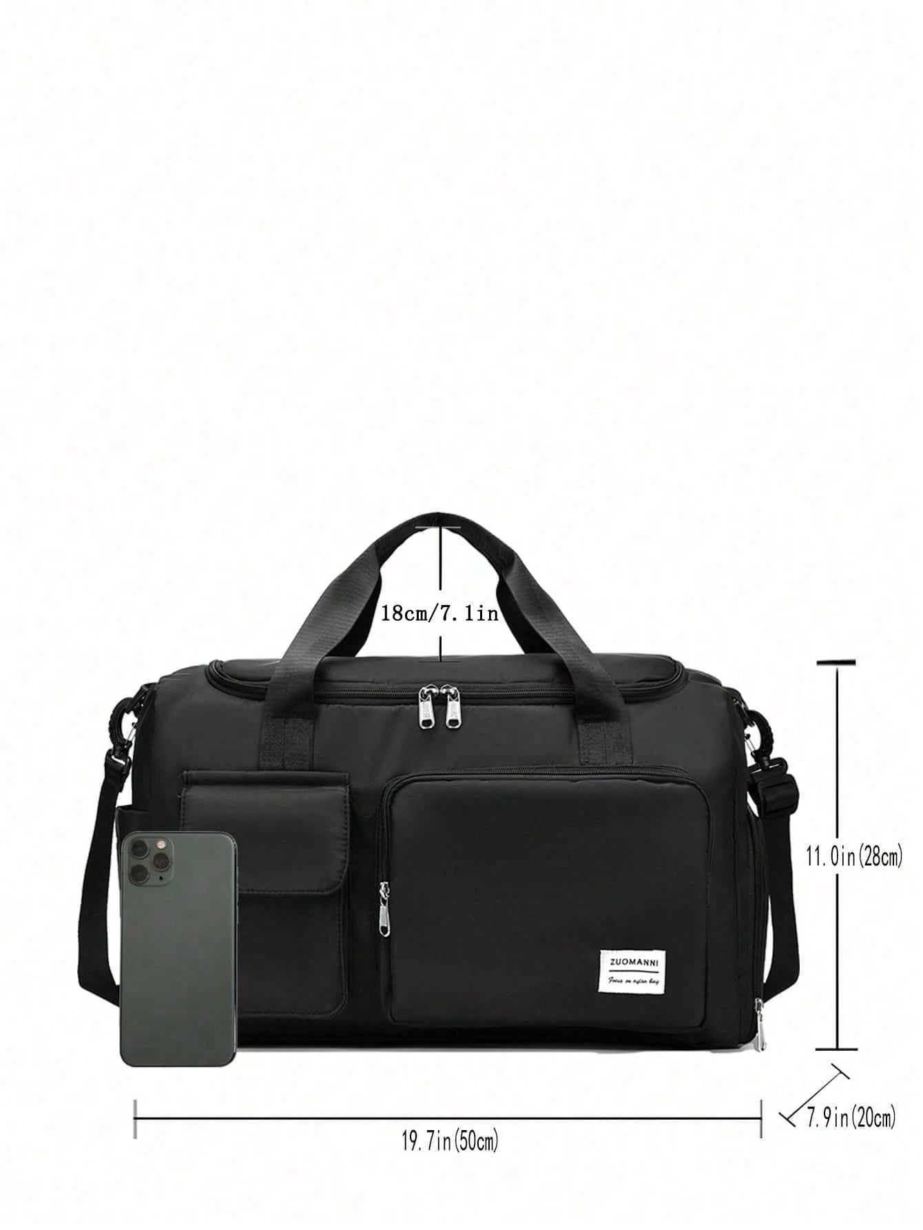 Durable Nylon Foldable Tote Bag With Separate Shoe Compartment, Suitable For Storing Sportswear, Yoga Gear, Travel Items, School Supplies