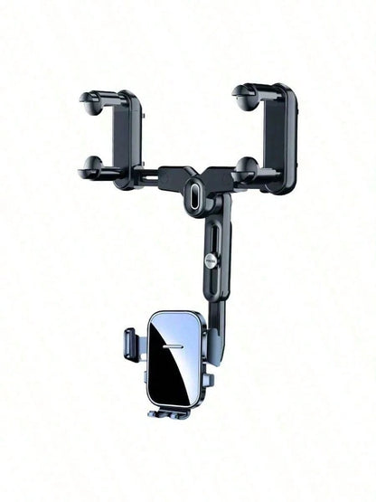 Easy-Install Rearview Mirror Phone Mount, 360° Rotating Quad-Claw Holder For Car, One-Second Release & Secure Lock, Adjustable Arm For 4-7 Inch Phones
