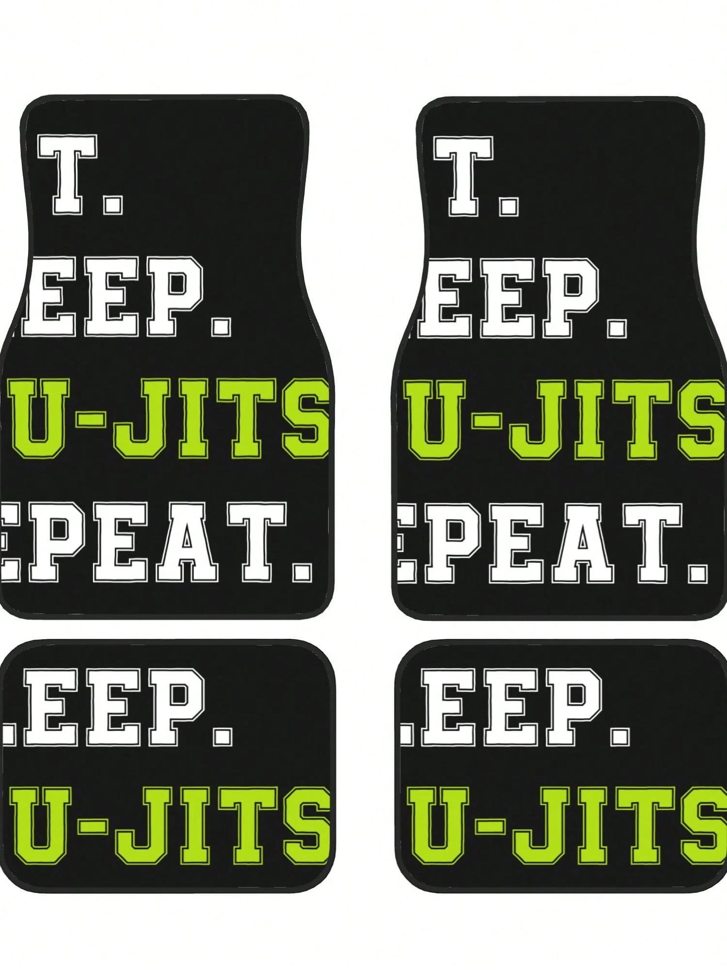 Eat Sleep Jiu Jitsu Repeat 4-Piece Custom Printed All-Weather Floor Mats- Universal Fit For Suv, Truck, Van| Easy Clean