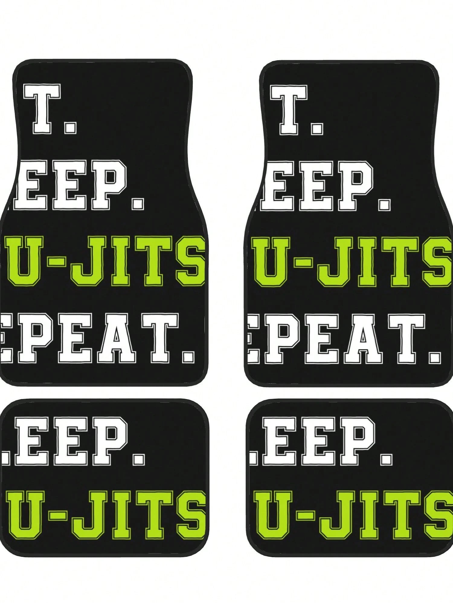 Eat Sleep Jiu Jitsu Repeat 4-Piece Custom Printed All-Weather Floor Mats- Universal Fit For Suv, Truck, Van| Easy Clean