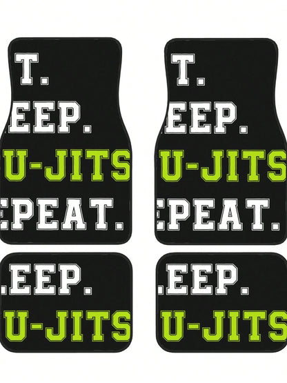 Eat Sleep Jiu Jitsu Repeat 4-Piece Custom Printed All-Weather Floor Mats- Universal Fit For Suv, Truck, Van| Easy Clean
