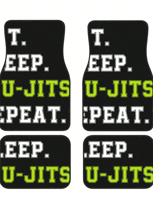 Eat Sleep Jiu Jitsu Repeat 4-Piece Custom Printed All-Weather Floor Mats- Universal Fit For Suv, Truck, Van| Easy Clean