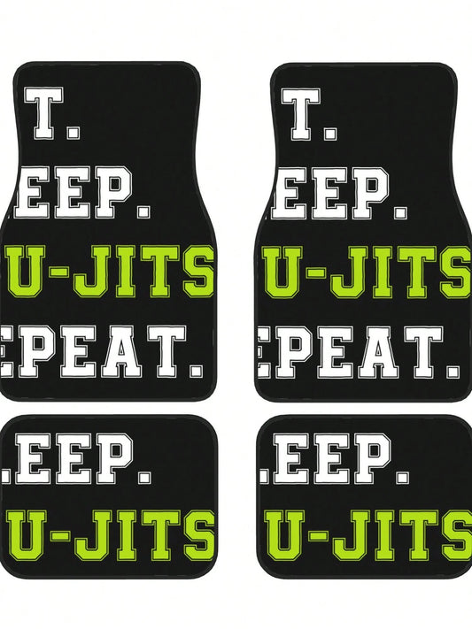 Eat Sleep Jiu Jitsu Repeat 4-Piece Custom Printed All-Weather Floor Mats- Universal Fit For Suv, Truck, Van| Easy Clean