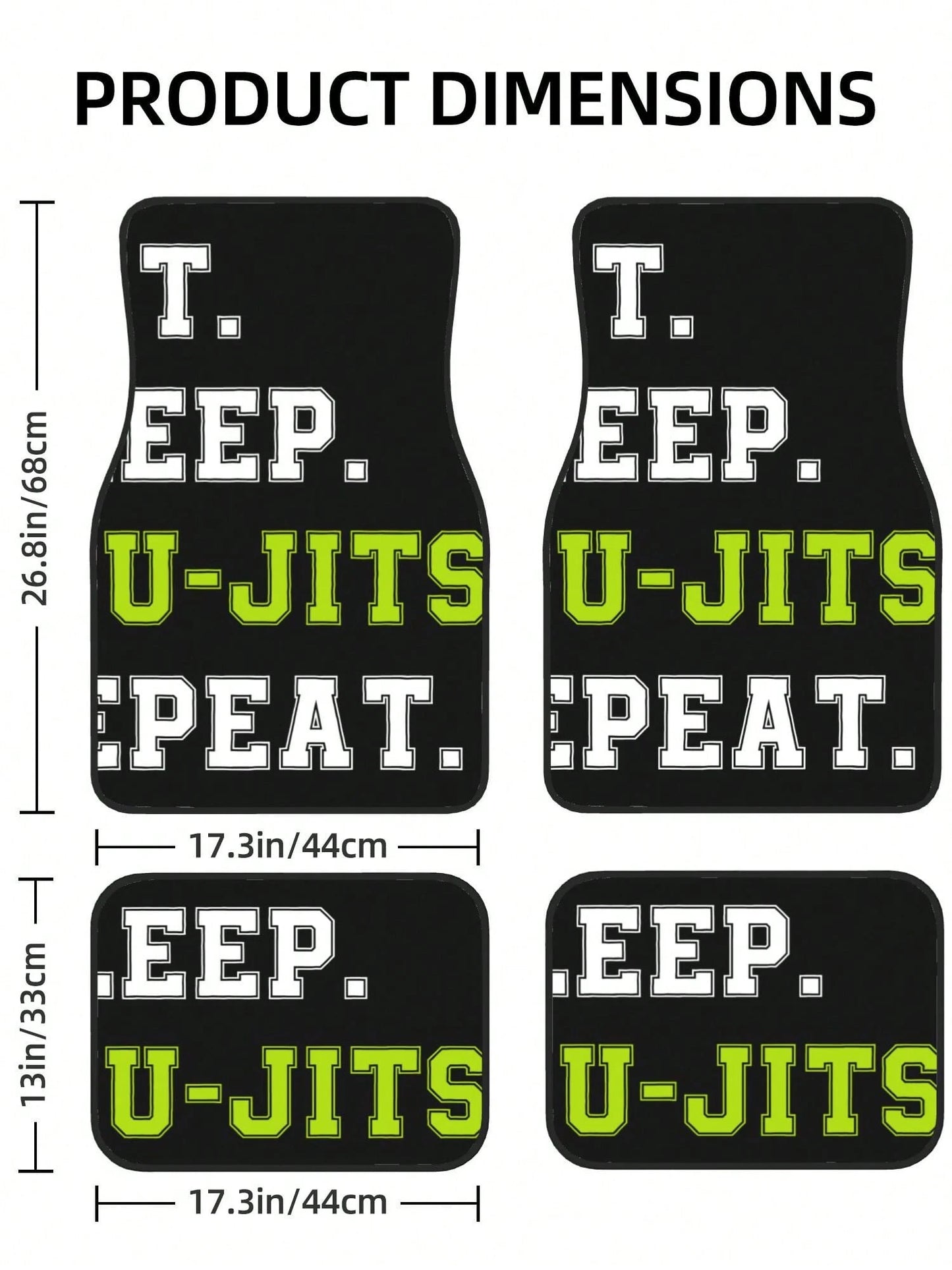 Eat Sleep Jiu Jitsu Repeat 4-Piece Custom Printed All-Weather Floor Mats- Universal Fit For Suv, Truck, Van| Easy Clean