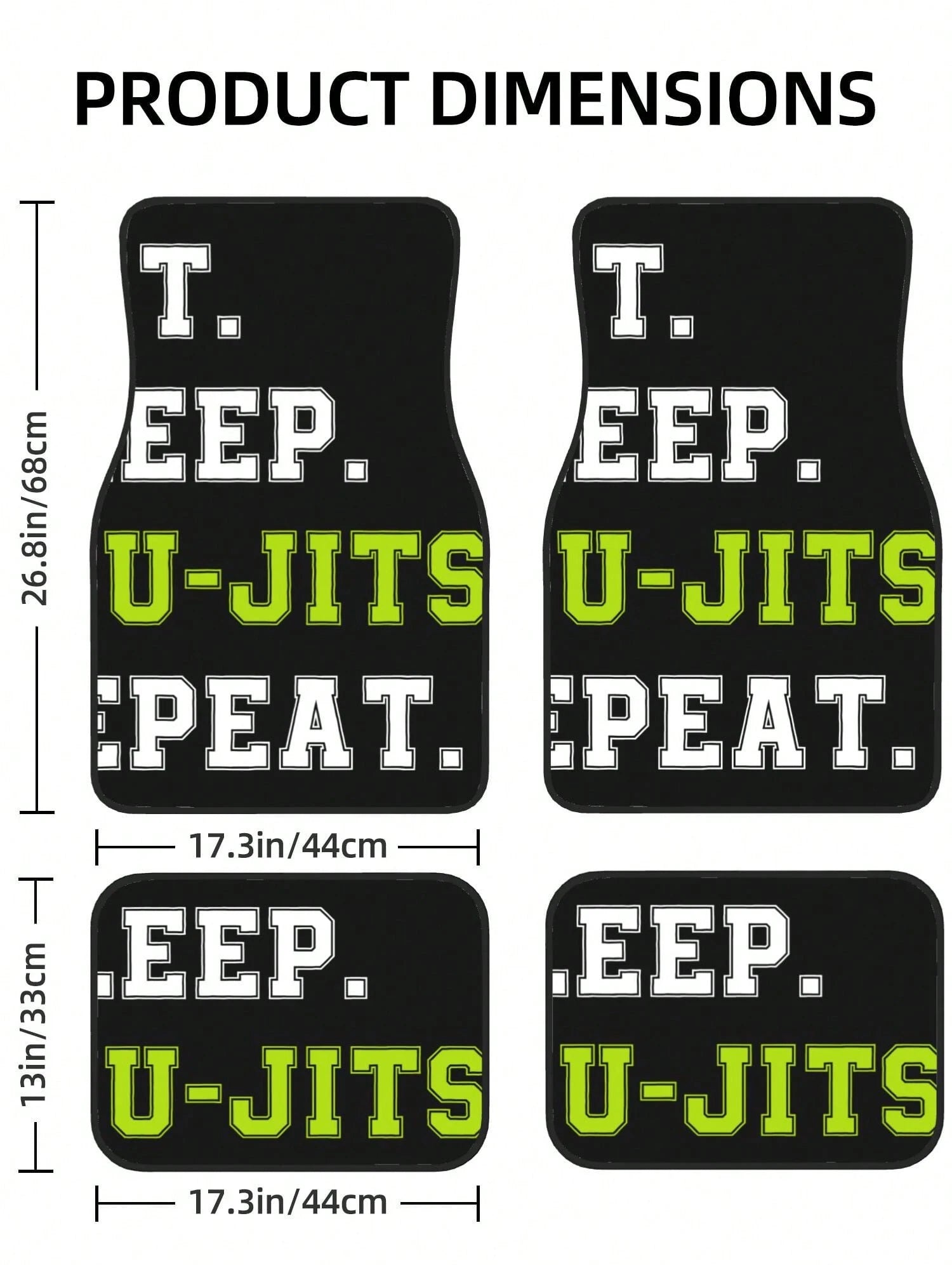 Eat Sleep Jiu Jitsu Repeat 4-Piece Custom Printed All-Weather Floor Mats- Universal Fit For Suv, Truck, Van| Easy Clean
