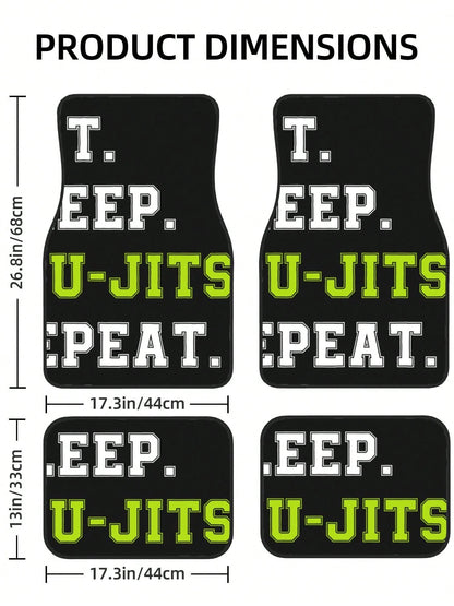 Eat Sleep Jiu Jitsu Repeat 4-Piece Custom Printed All-Weather Floor Mats- Universal Fit For Suv, Truck, Van| Easy Clean